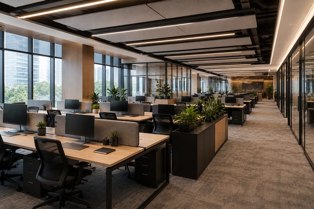 Modern açık ofis çalışma alanı tasarımı