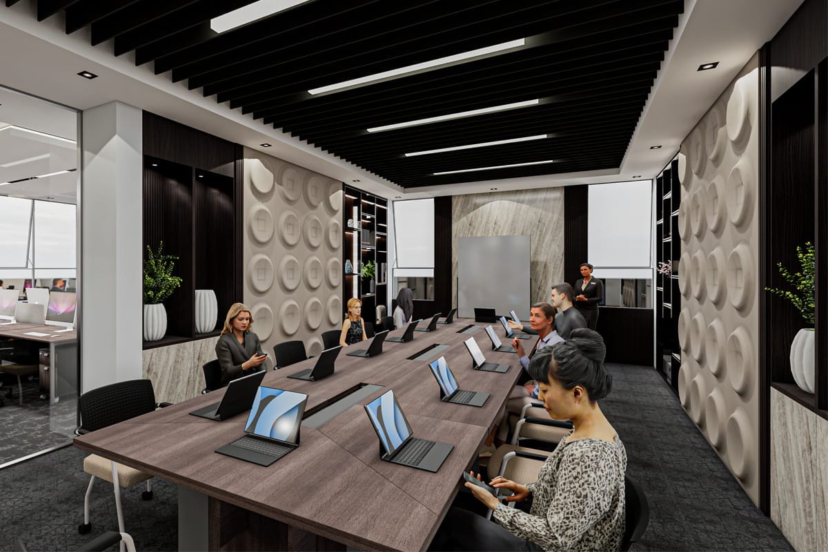 Koruma toplantı odası 3D ofis tasarımı