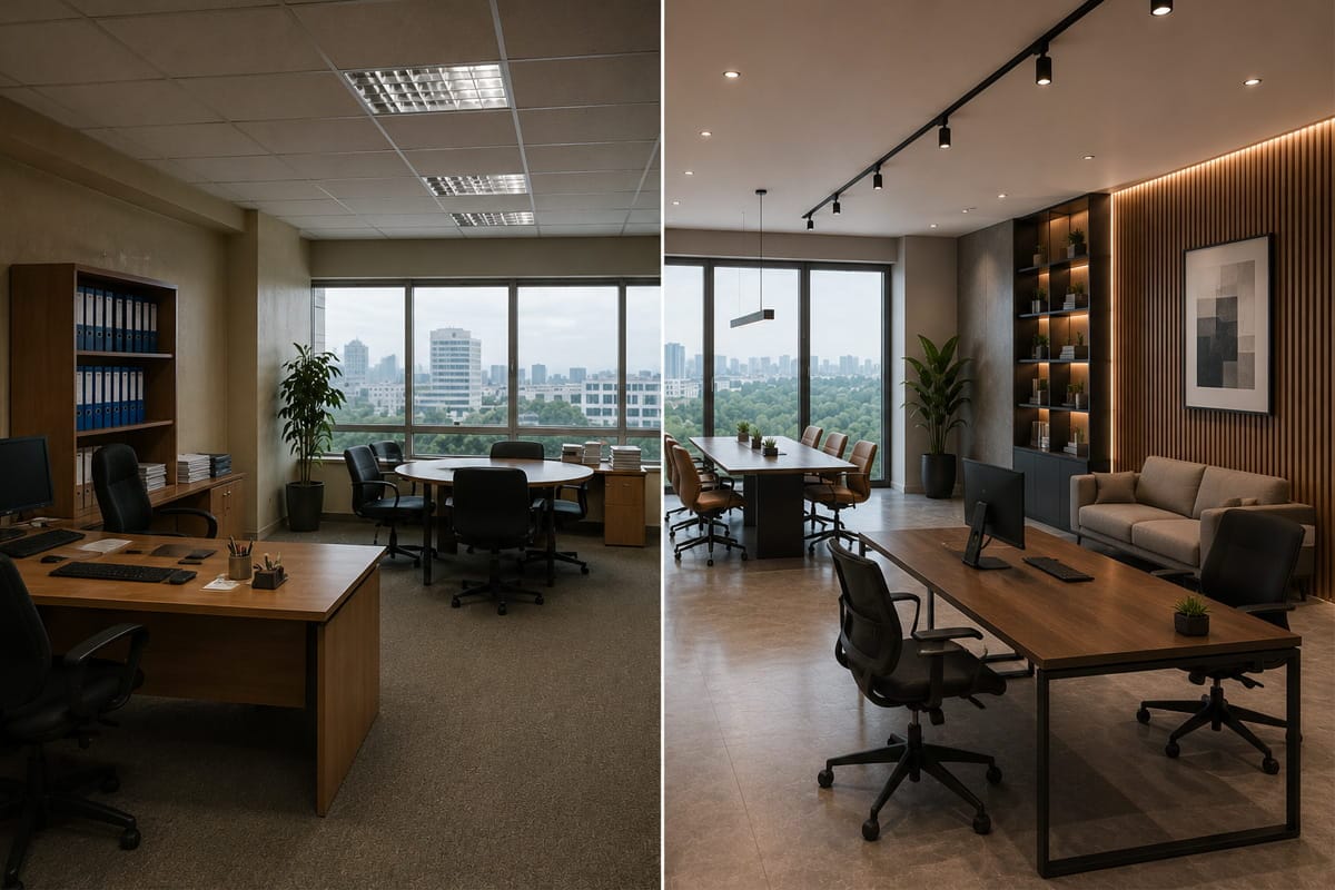 Ofis yenileme projesi sonrası modern çalışma alanı